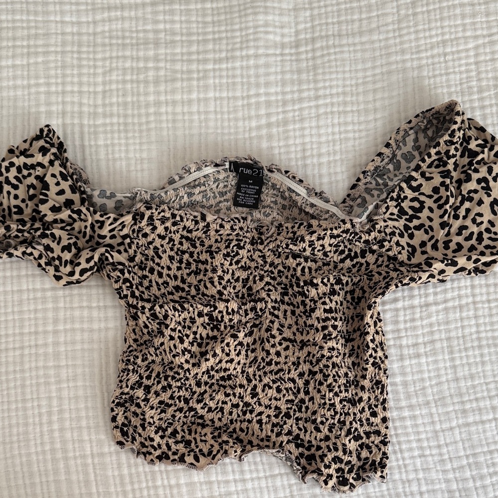 Rue21 Leopard Print Off-Shoulder Top